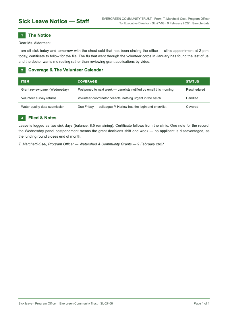 Corporate ESG report sick leave